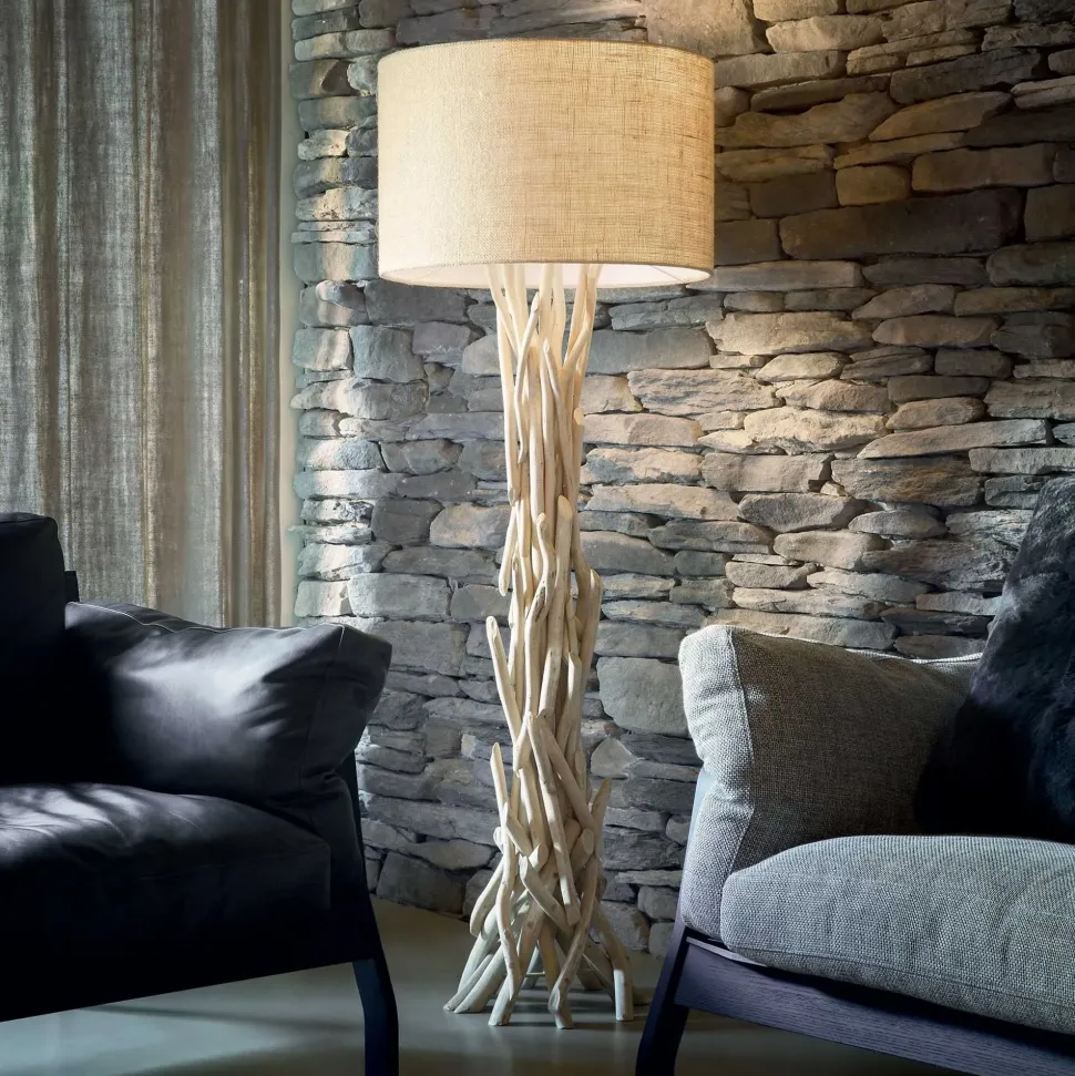 Da terra stile Etnico Lampada a piantana drift wood Ideal lux in saldo