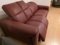 Divano 2 posti reclinabile in pelle bordeaux Artigianale in OFFERTA - 50%