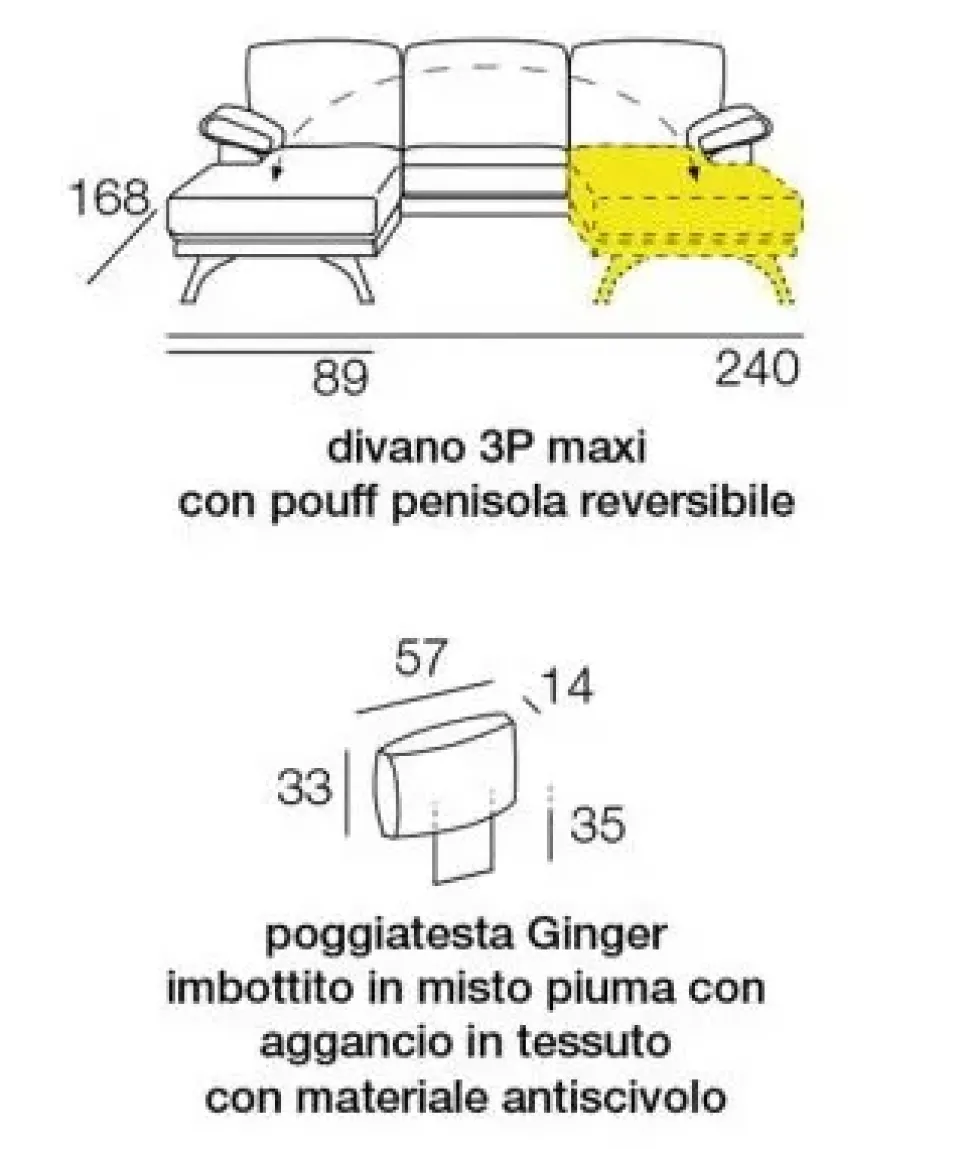 Divano con penisola Ginger Salvetti in Offerta Outlet