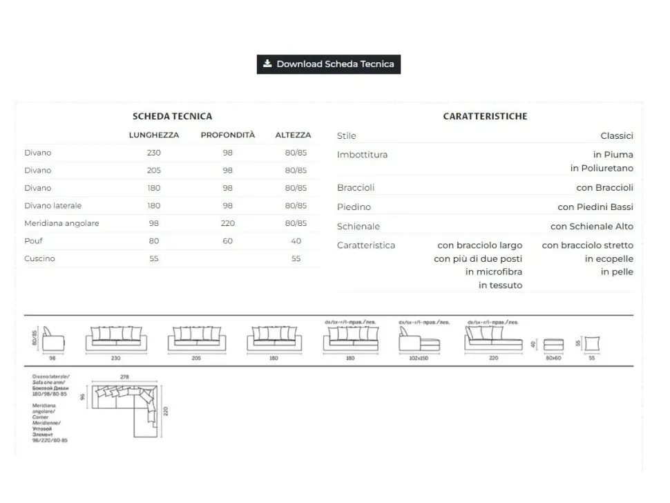 Divano con penisola Heritage Divanidea: con uno SCONTO ESCLUSIVO del 42%