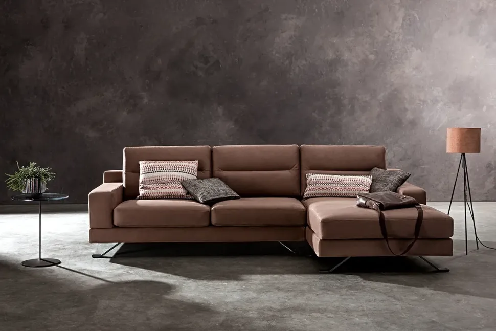 Divano con penisola in Tessuto Qns2 Artigianale