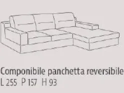 Divano con penisola in Tessuto Qns2 Artigianale