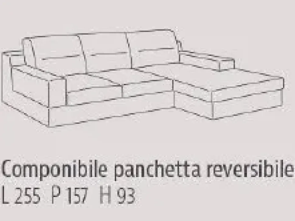 Divano con penisola in Tessuto Qns2 Artigianale