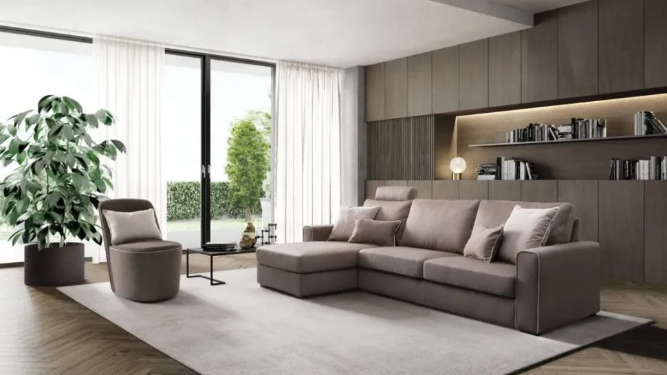 Divano con penisola in Tessuto Icaro Le comfort