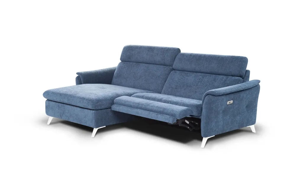 Divano con penisola pelle in poliuretano Nicoletti home a prezzo Outlet