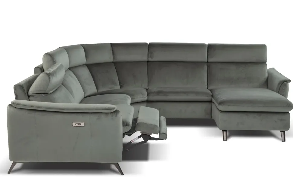 Divano con penisola pelle in poliuretano Nicoletti home a prezzo Outlet