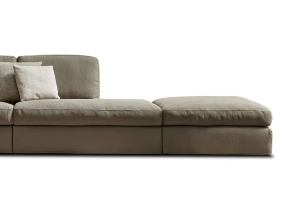 Divano con penisola tessuto modello Oxford regular di Rosini