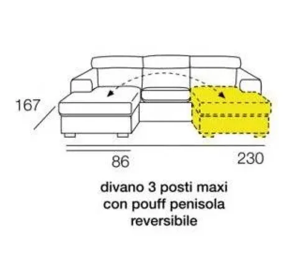 Divano con penisola tessuto in poliuretano Salvetti a prezzo Outlet