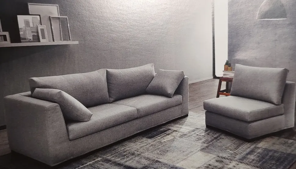 Divano con penisola tessuto in poliuretano Fabbri salotti in Offerta Outlet