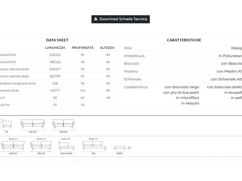 Divano da 4 posti modello Ego di Divanidea scontato