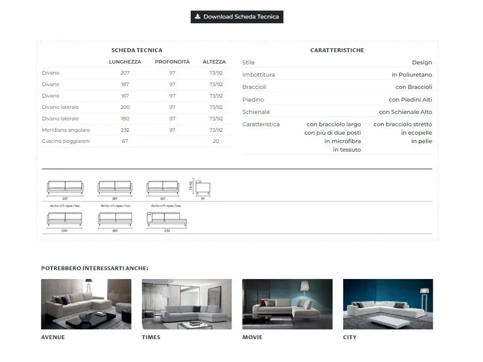 Divano da 4 posti modello Prado di Divanidea scontato