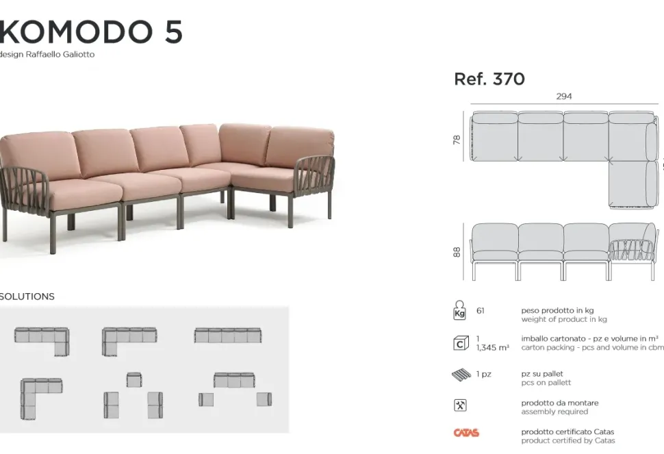 Divano da giardino Nardi outdoor Divano modulare komodo 5 con un ribasso esclusivo
