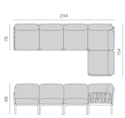 Divano da giardino Nardi outdoor Divano modulare komodo 5 con un ribasso esclusivo