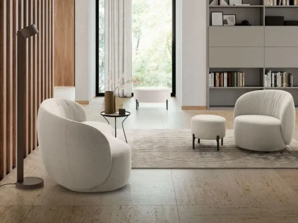 Divano design tessuto Divano 3 posti curvo moby di Artigianale con sconto del - 23%