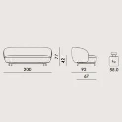 Divano design tessuto Lunam di Kartell con sconto del - 18%