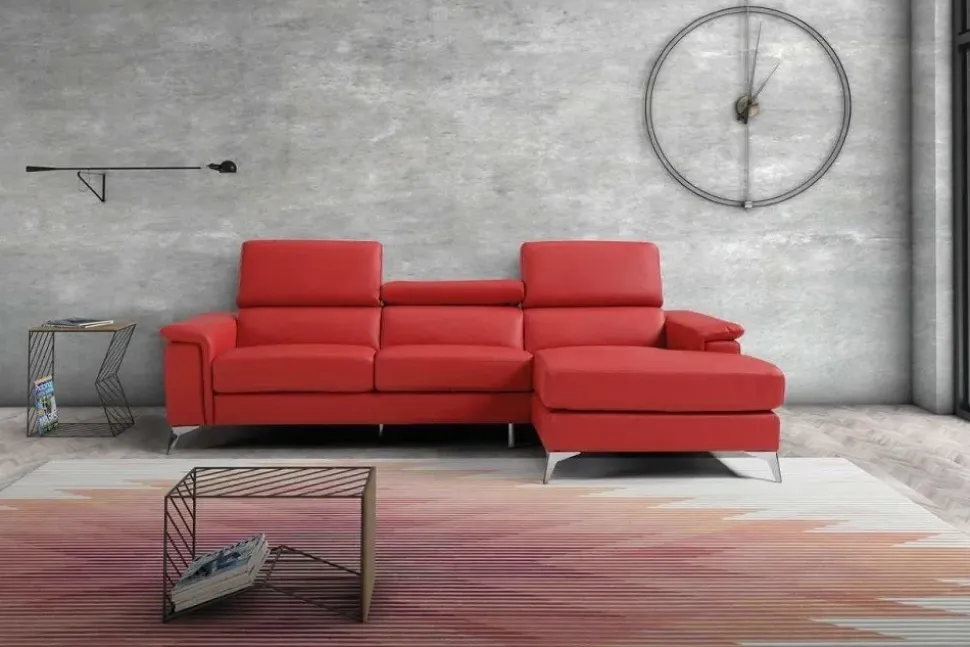 Divano Divano mod.como con penisola rivestito in pelle spessorata in Pelle non sfoderabile di Artigianale scontato 40%