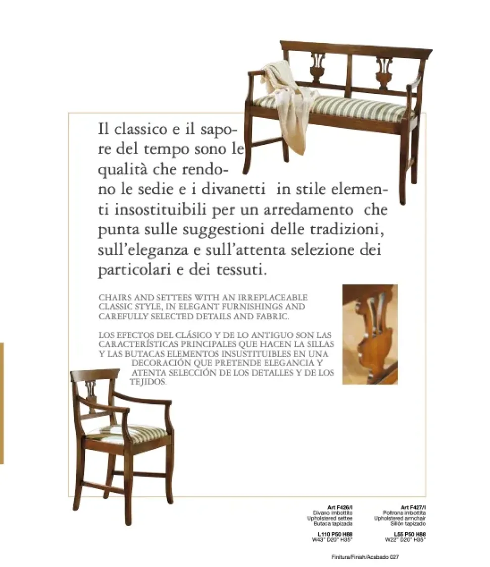 Divano F426 di Falegnameria italiana in stile classico a prezzo scontato