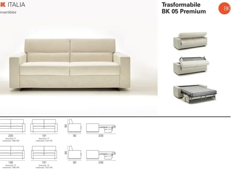 Divano letto Bk 05 Bk salotti in Tessuto a 1740€