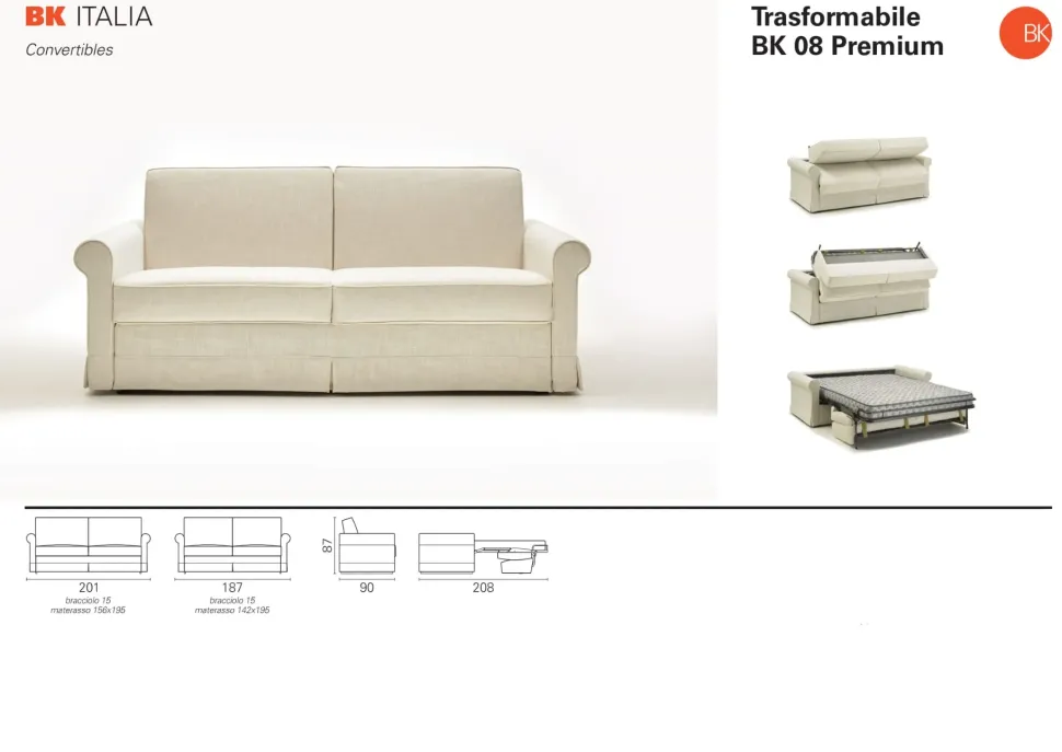 Divano letto Bk 08 Premium Bk Salotti in Tessuto a 1790€.