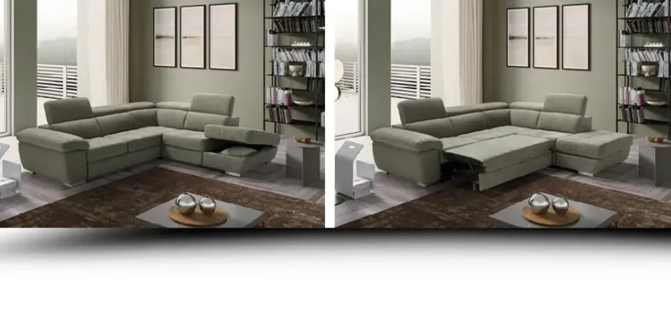 Divano Letto con penisola tessuto modello Alabama di Artigianale