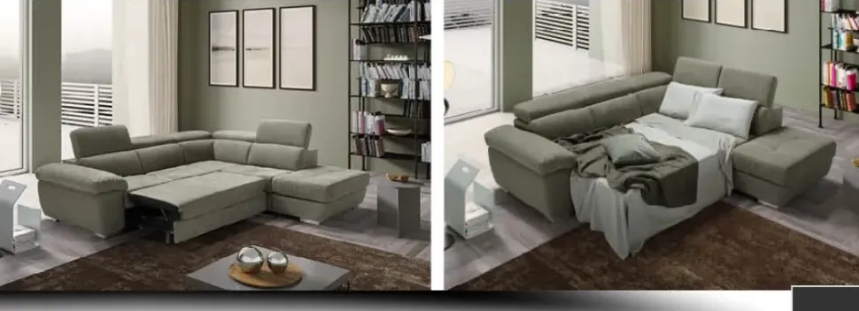 Divano Letto con penisola tessuto modello Alabama di Artigianale