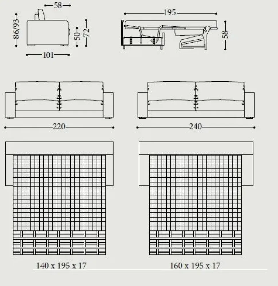 Divano letto Divano letto pelle scamosciata 2 misure Md work: con uno SCONTO ESCLUSIVO del 30%