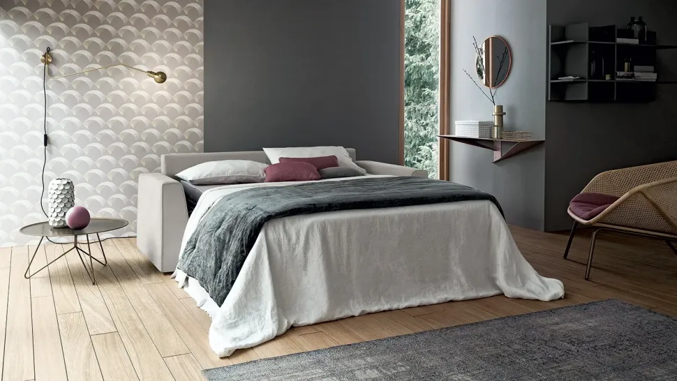 Divano letto tessuto in poliuretano Felis in Offerta Outlet