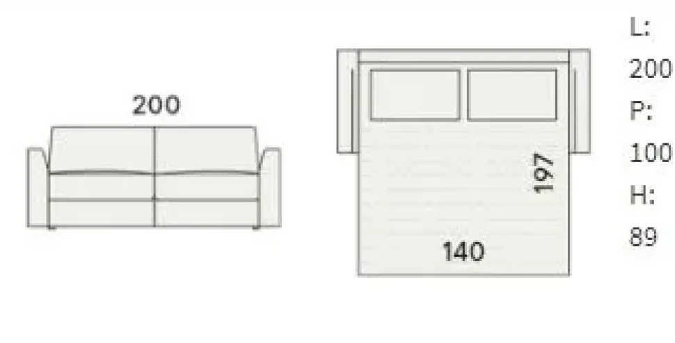 Divano letto tessuto in poliuretano Felis in Offerta Outlet