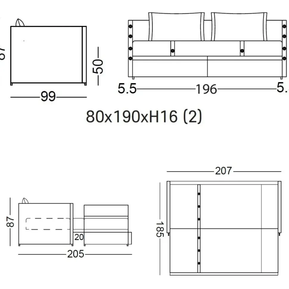 Divano letto tessuto in poliuretano Dienne salotti a prezzo Outlet