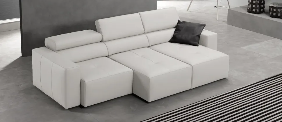 Divano Lineare Divano mod.bongo con sedute estraibili rivestito in pelle fiore in promo-sconto del 30% Excò ad un prezzo conveniente