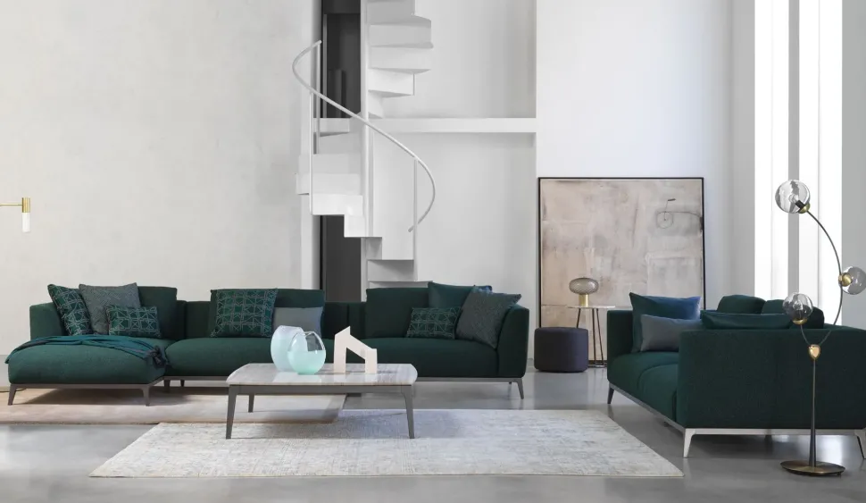 Divano Lineare in Tessuto sfoderabile Olivier di Flou