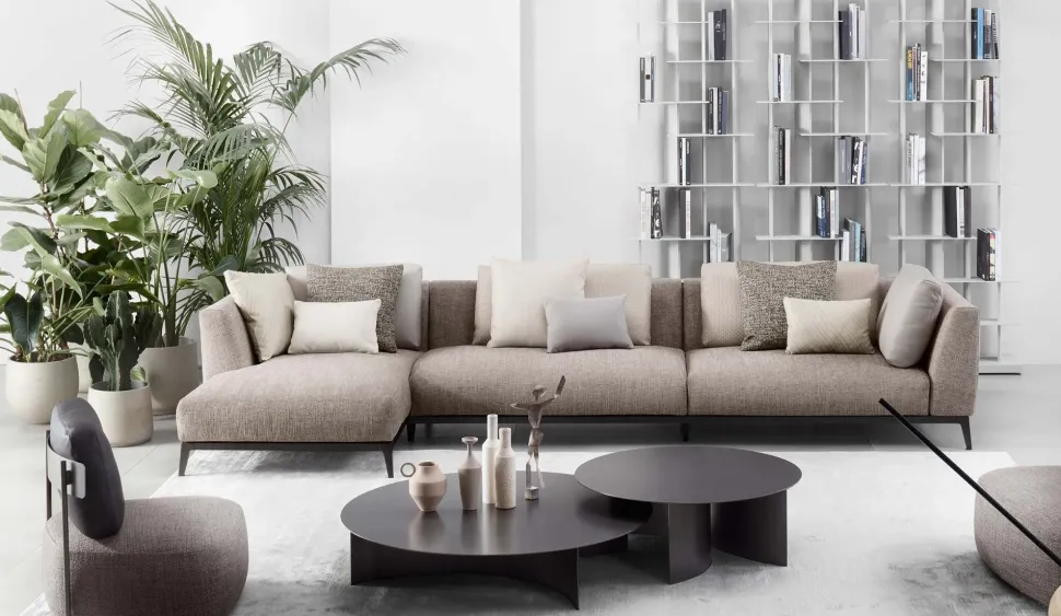 Divano Lineare in Tessuto sfoderabile Olivier di Flou