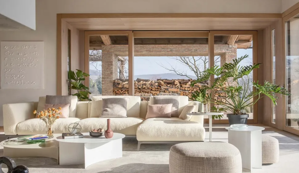 Divano Lineare in Tessuto sfoderabile Olivier di Flou