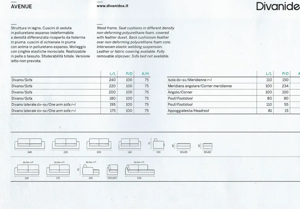 Divano lineare Tender Divanidea in Offerta Outlet