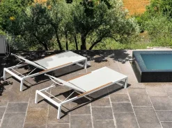 Divano per l'esterno Talenti Lettino alabama bianco / teak con forte sconto