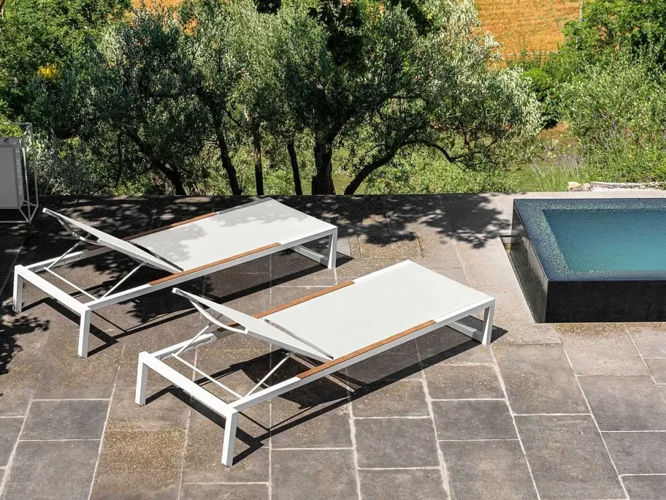 Divano per l'esterno Talenti Lettino alabama bianco / teak con forte sconto