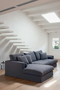 DIVANO PIUMA CON PENISOLA DIVERSI TESSUTI