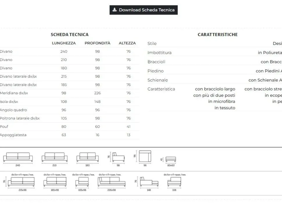 Divano Square in Tessuto sfoderabile di Divanidea scontato 37%