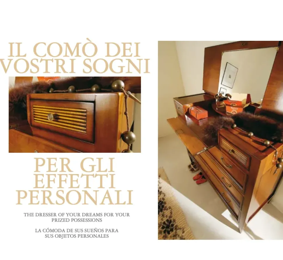 Gruppo notte Comò f813 Falegnameria italiana in Legno a prezzo scontato