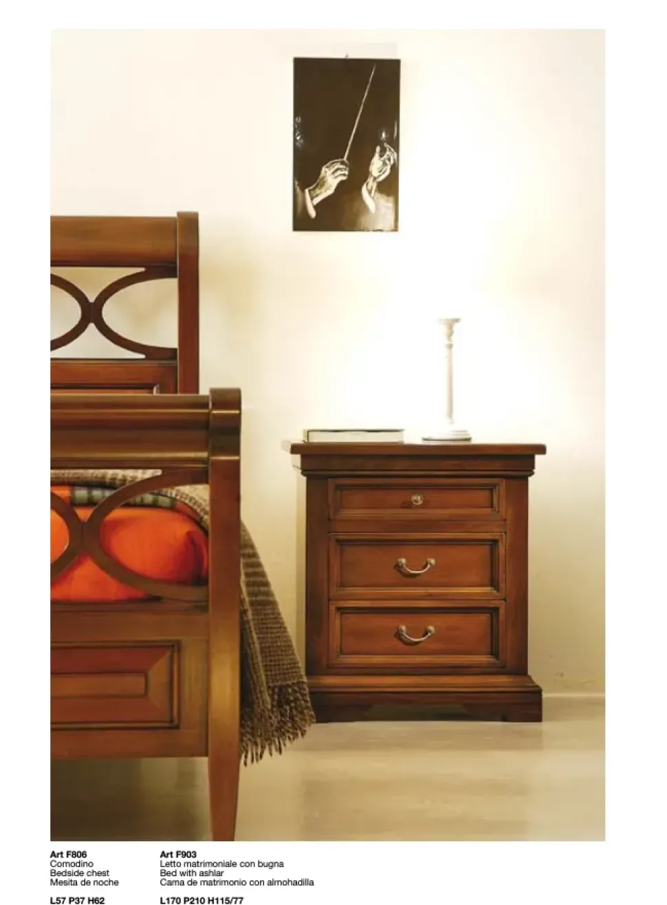 Gruppo notte Comodino f806 Falegnameria italiana in Legno in Offerta Outlet