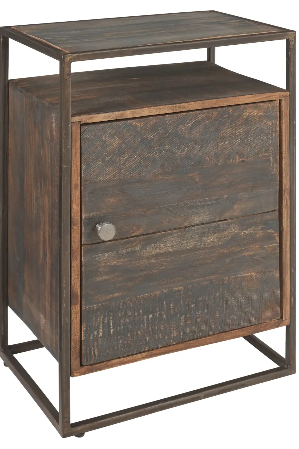 Gruppo notte Outlet etnico modello Tavolino comodino instile industriale con anta ad un prezzo mai così conveniente