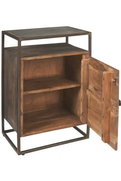 Gruppo notte Outlet etnico modello Tavolino comodino instile industriale con anta ad un prezzo mai così conveniente