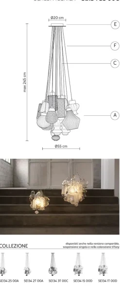 Lampada a sospensione Ceraunavolta sospensione 17 elementi Karman a prezzo scontato