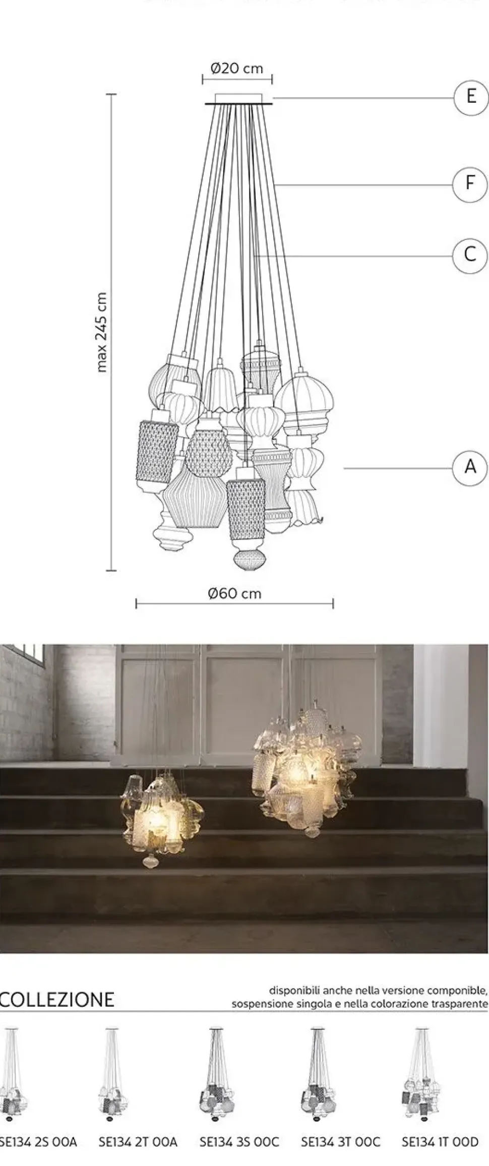 Lampada a sospensione Ceraunavolta sospensione 22 elementi Karman a prezzo Outlet