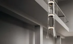 Lampada a sospensione in cristallo Noctambule suspension 3 low cylinder and cone Flos in Offerta Outlet