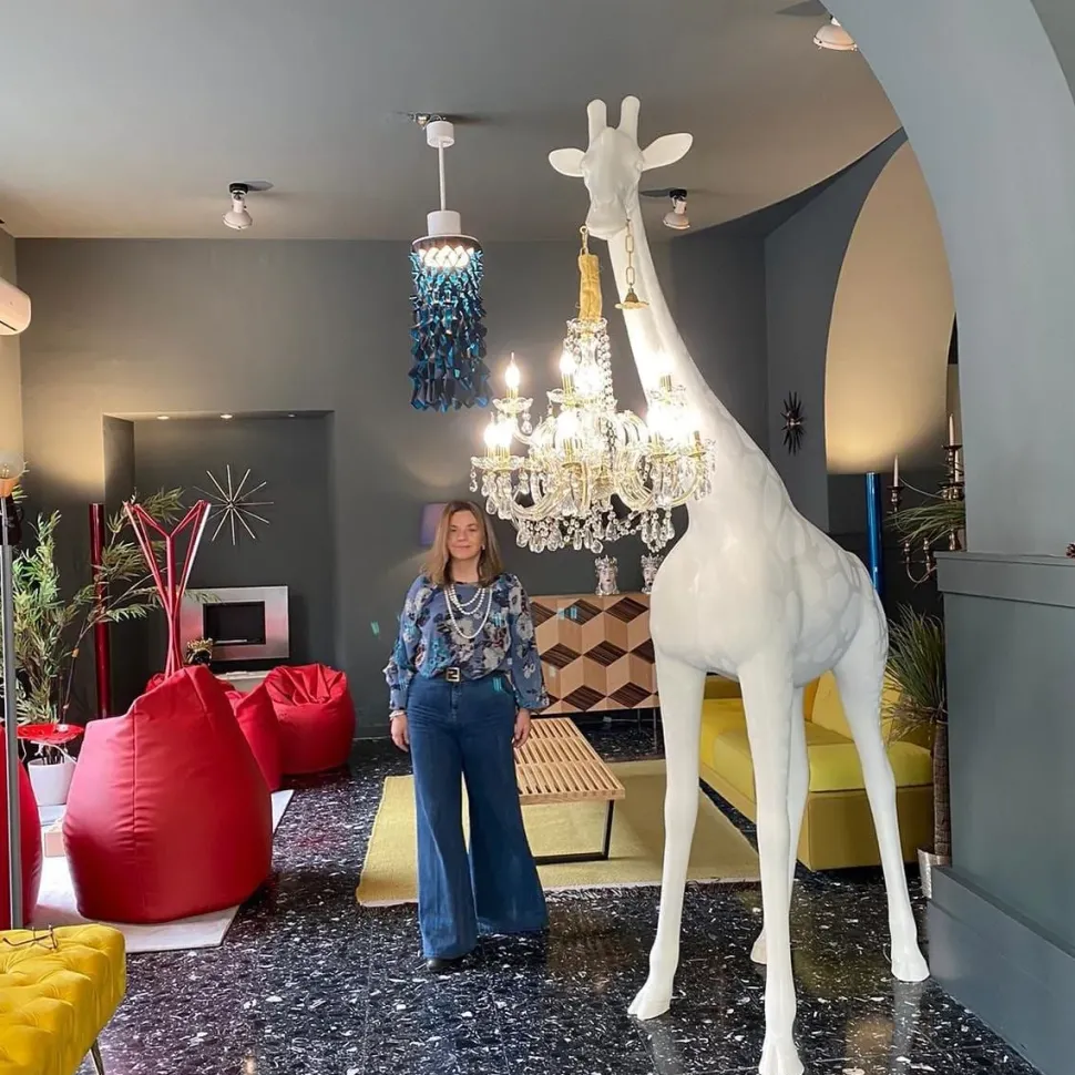 Lampada Giraffe in love design bianco Artigianale in OFFERTA OUTLET