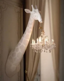 Lampada Giraffe in love design bianco Artigianale in OFFERTA OUTLET