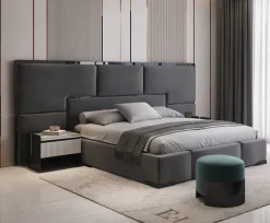 Letto design con giroletto Letto luxury maxi acciaio velluto Md work a prezzo ribassato