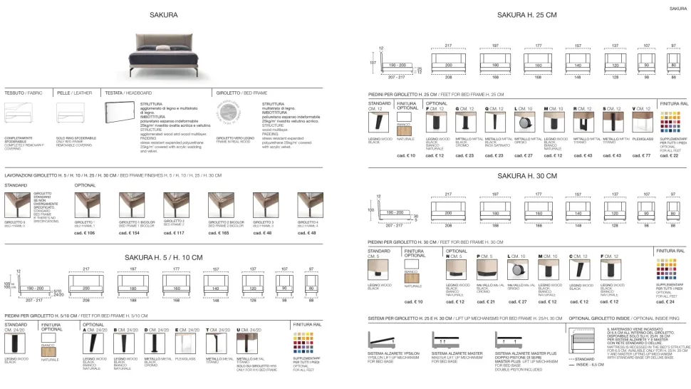Letto design con piedini Sakura Rosini a prezzo scontato