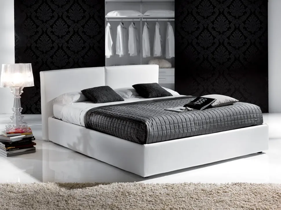 Letto imbottito con contenitore Porto Artigianale a prezzo ribassato